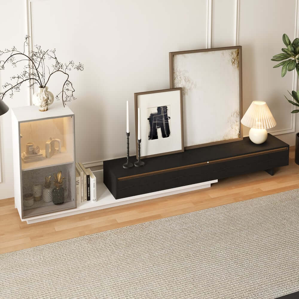 Mid-Century Modern MDF TV Stand With LED Lights
