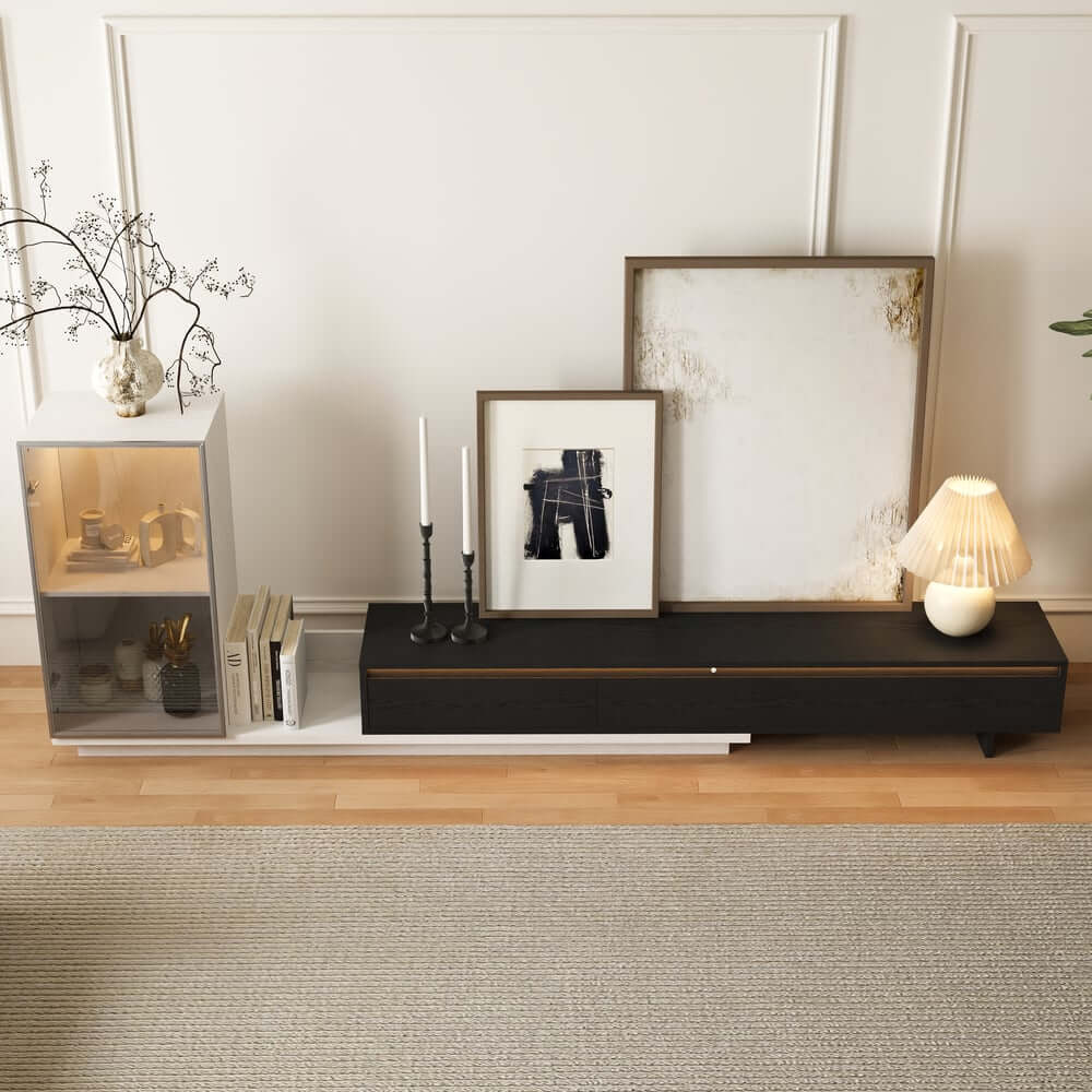Mid-Century Modern MDF TV Stand With LED Lights