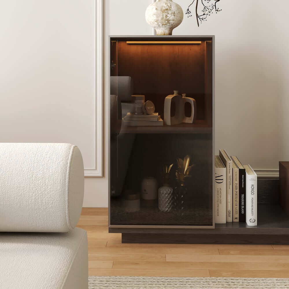 Mid-Century Modern MDF TV Stand With LED Lights