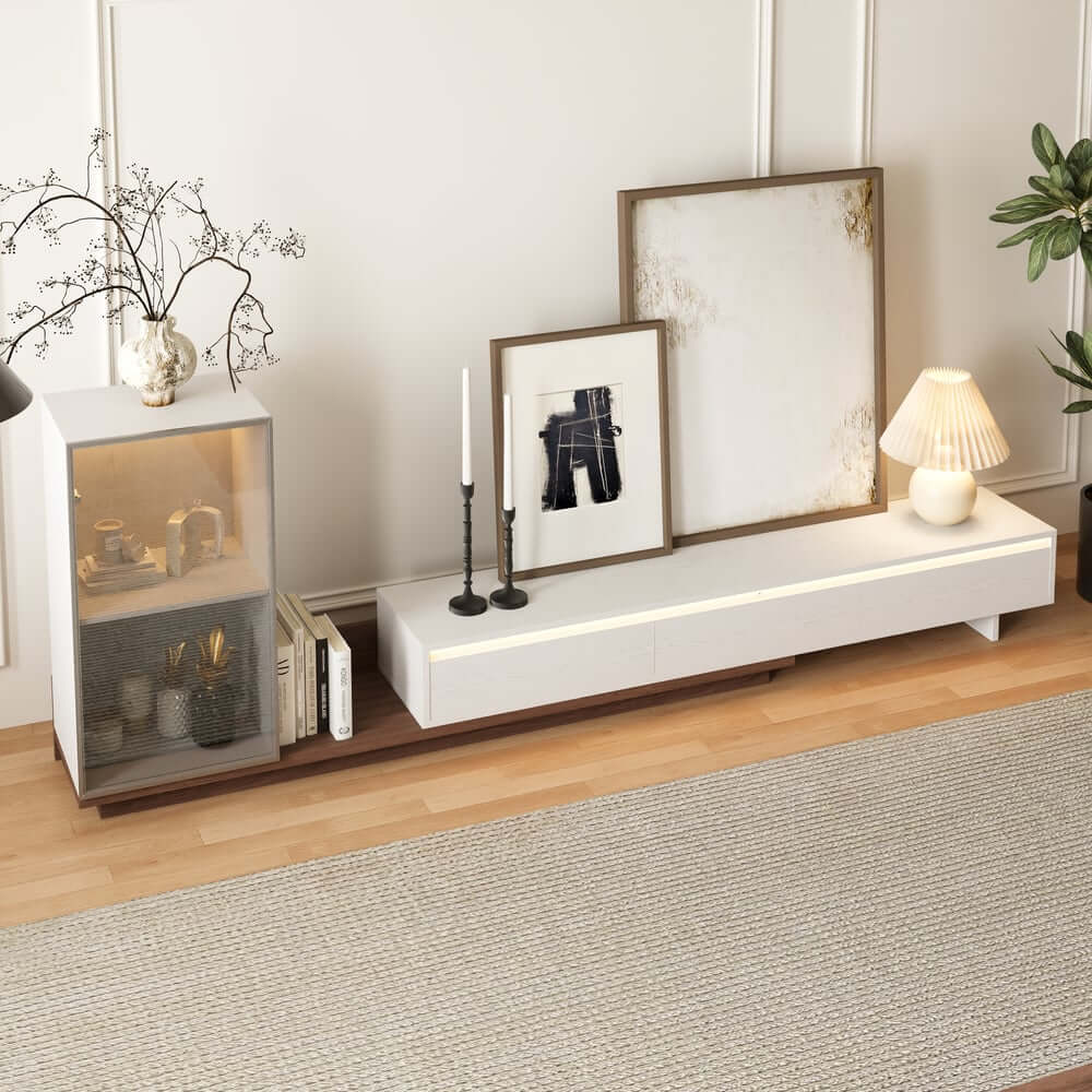 Mid-Century Modern MDF TV Stand With LED Lights