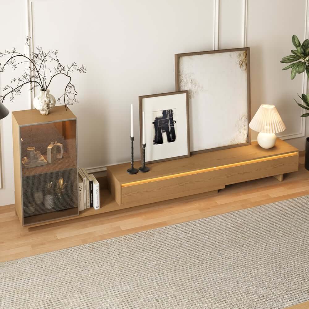Mid-Century Modern MDF TV Stand With LED Lights