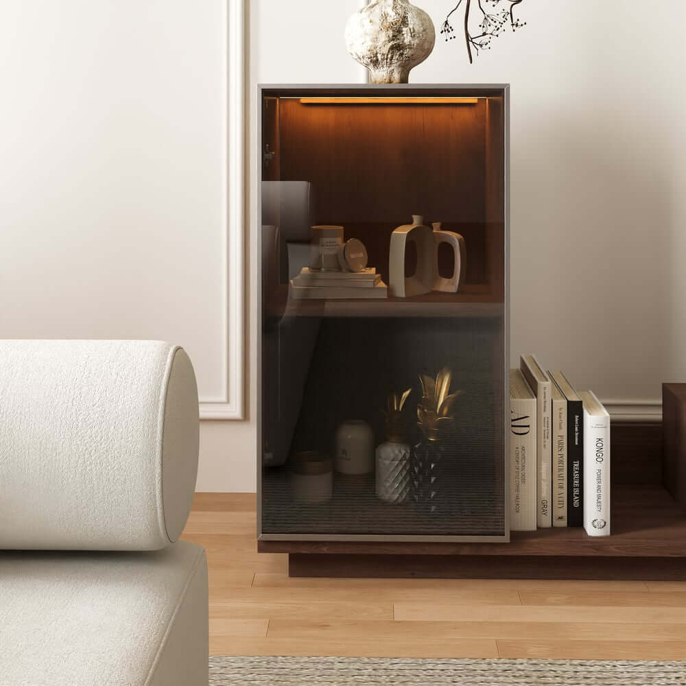 Mid-Century Modern MDF TV Stand With LED Lights