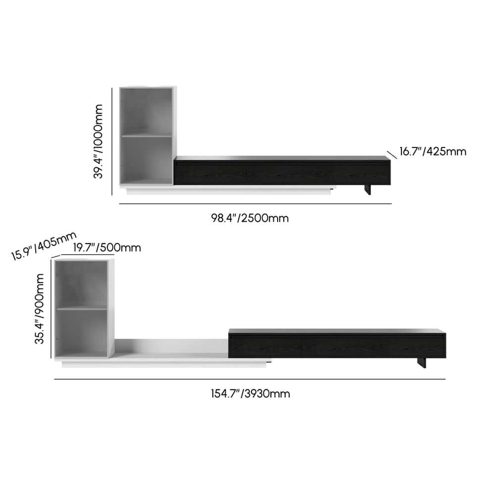 Mid-Century Modern MDF TV Stand With LED Lights Dimensions