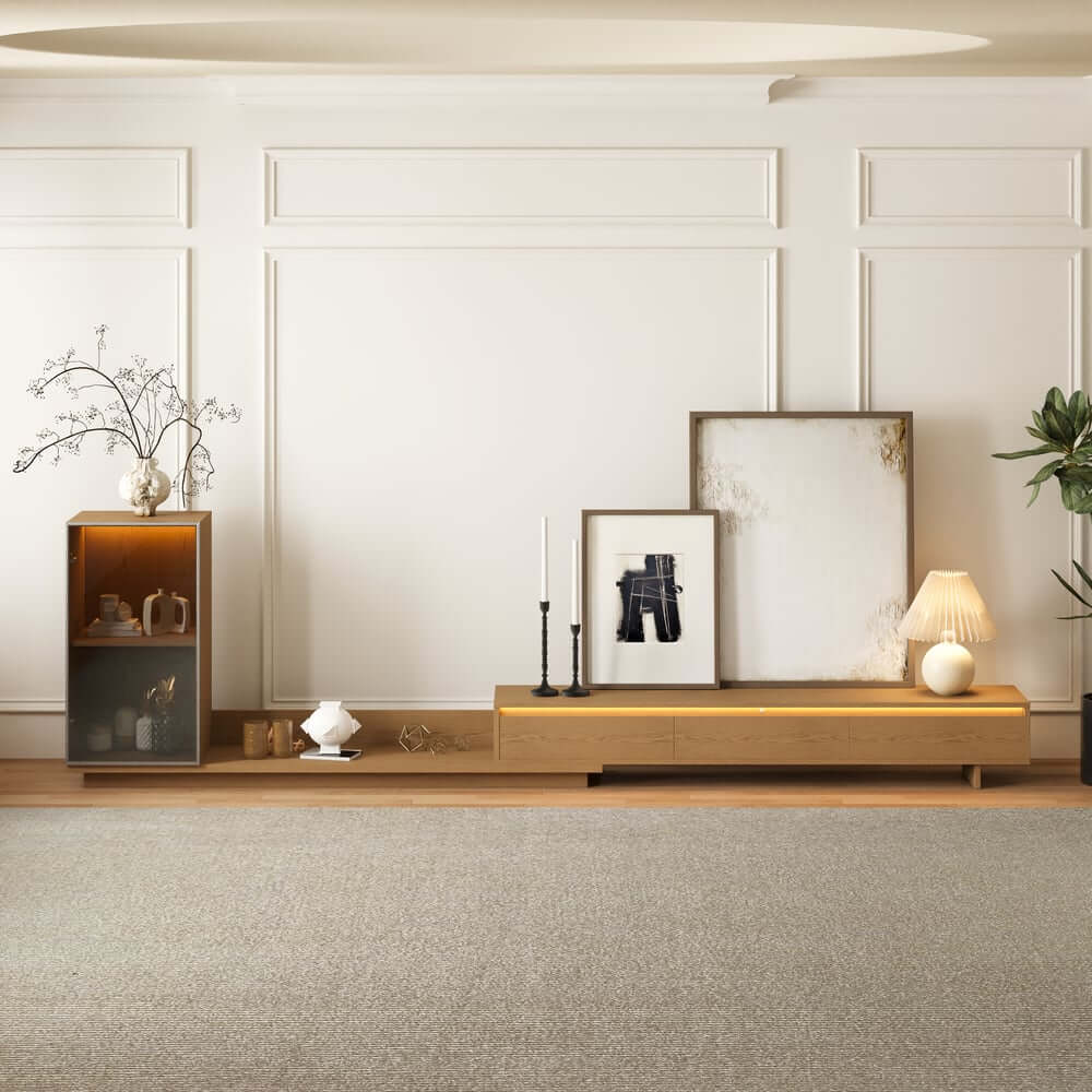 Mid-Century Modern MDF TV Stand With LED Lights Main Product Image