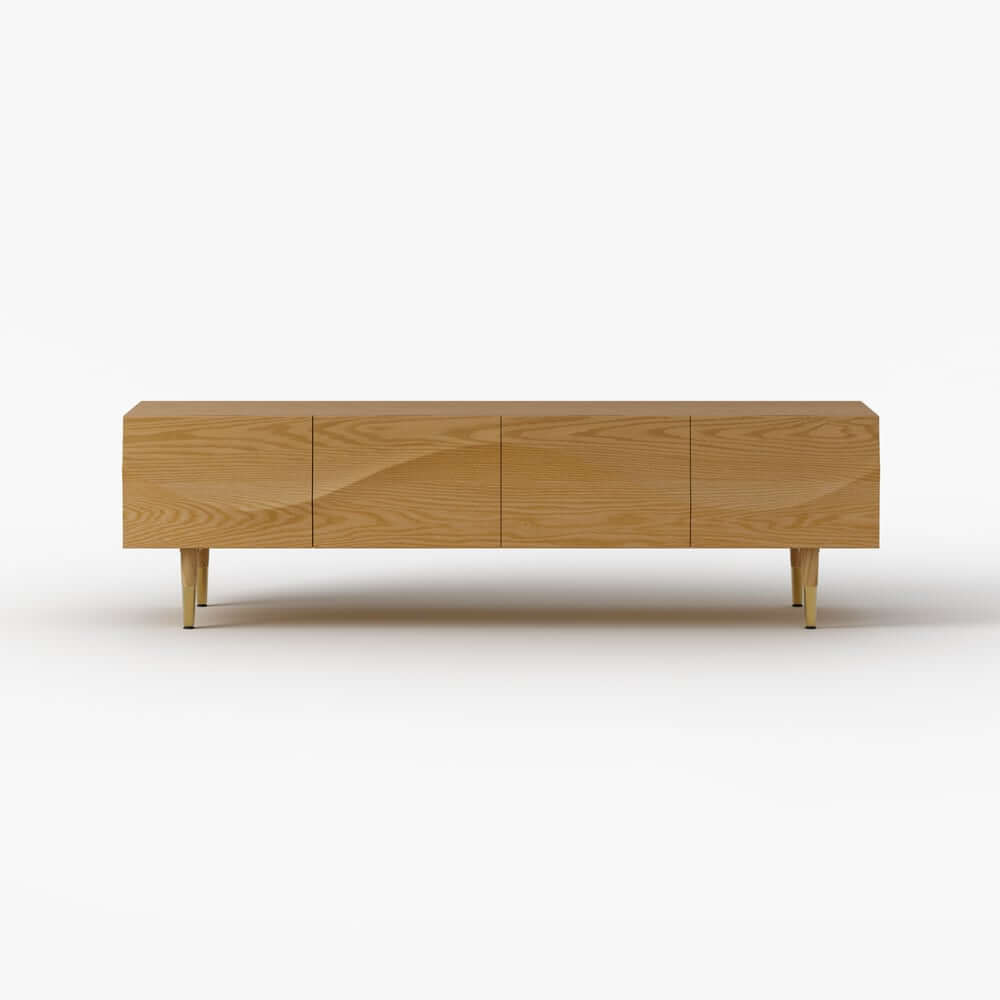 Mid-Century Modern Metal TV Stand With Drawers, 70"