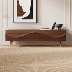 Mid-Century Modern Metal TV Stand With Drawers, 70"