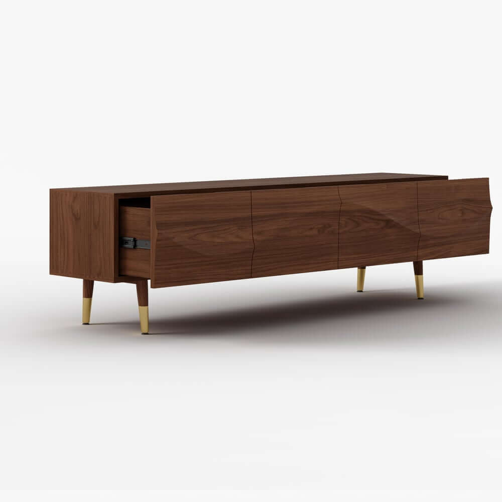 Mid-Century Modern Metal TV Stand With Drawers, 70"