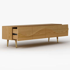 Mid-Century Modern Metal TV Stand With Drawers, 70"