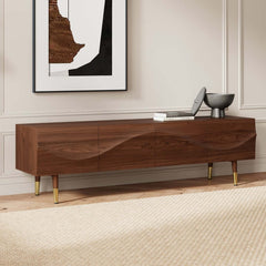 Mid-Century Modern Metal TV Stand With Drawers, 70"