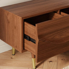 Mid-Century Modern Metal TV Stand With Drawers, 70"