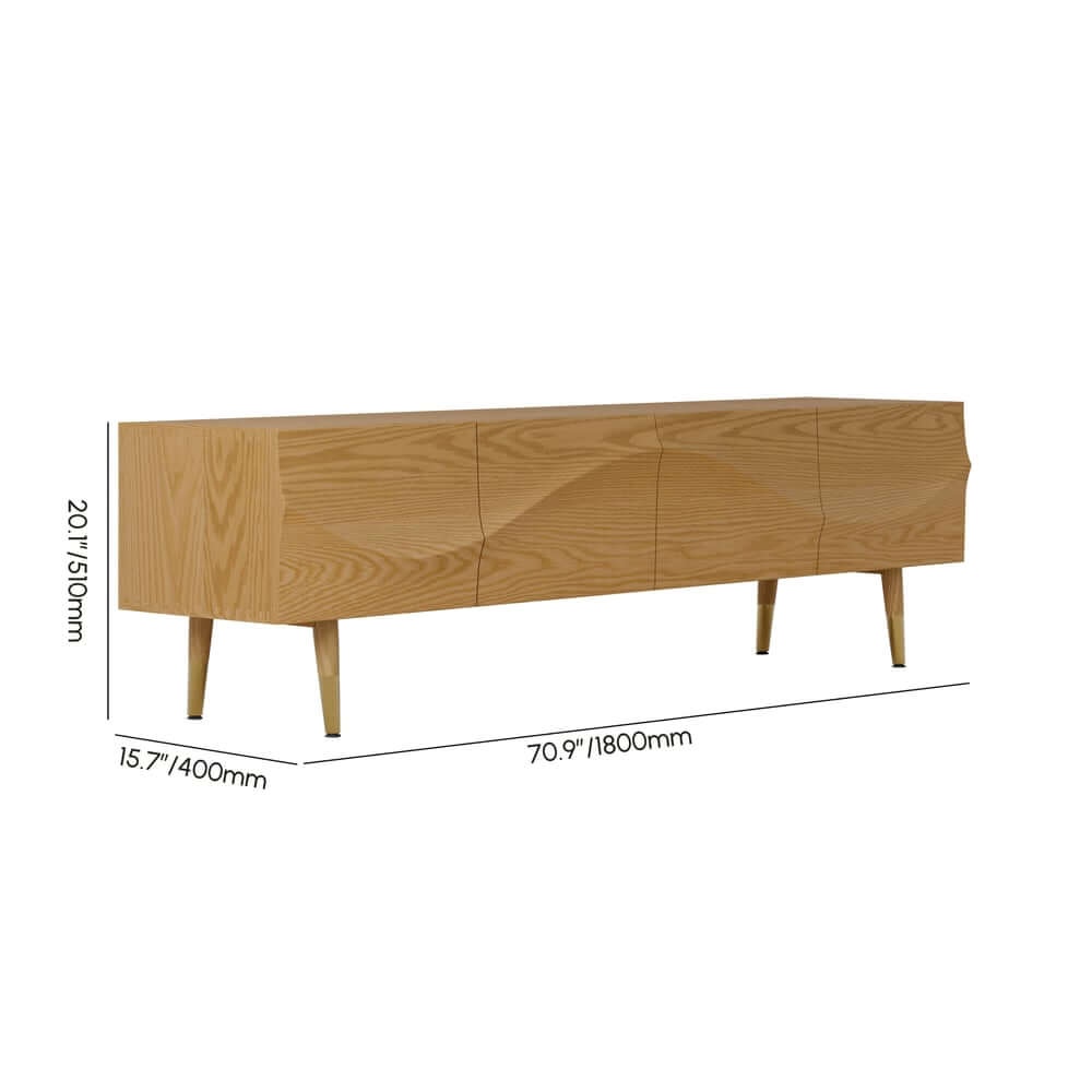 Mid-Century Modern Metal TV Stand With Drawers, 70" Dimensions