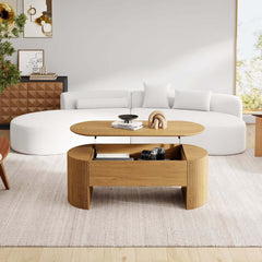 Mid-Century Modern Oval Coffee Table With Storage