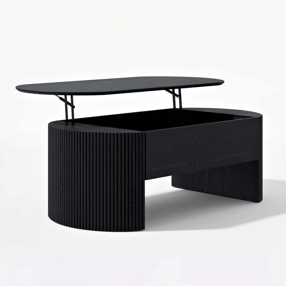 Mid-Century Modern Oval Coffee Table With Storage