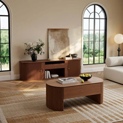 Mid-Century Modern Oval Coffee Table With Storage