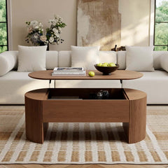 Mid-Century Modern Oval Coffee Table With Storage