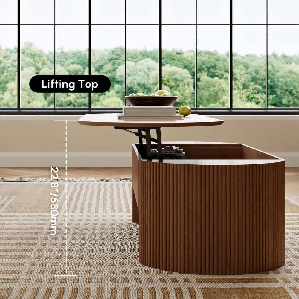 Mid-Century Modern Oval Coffee Table With Storage