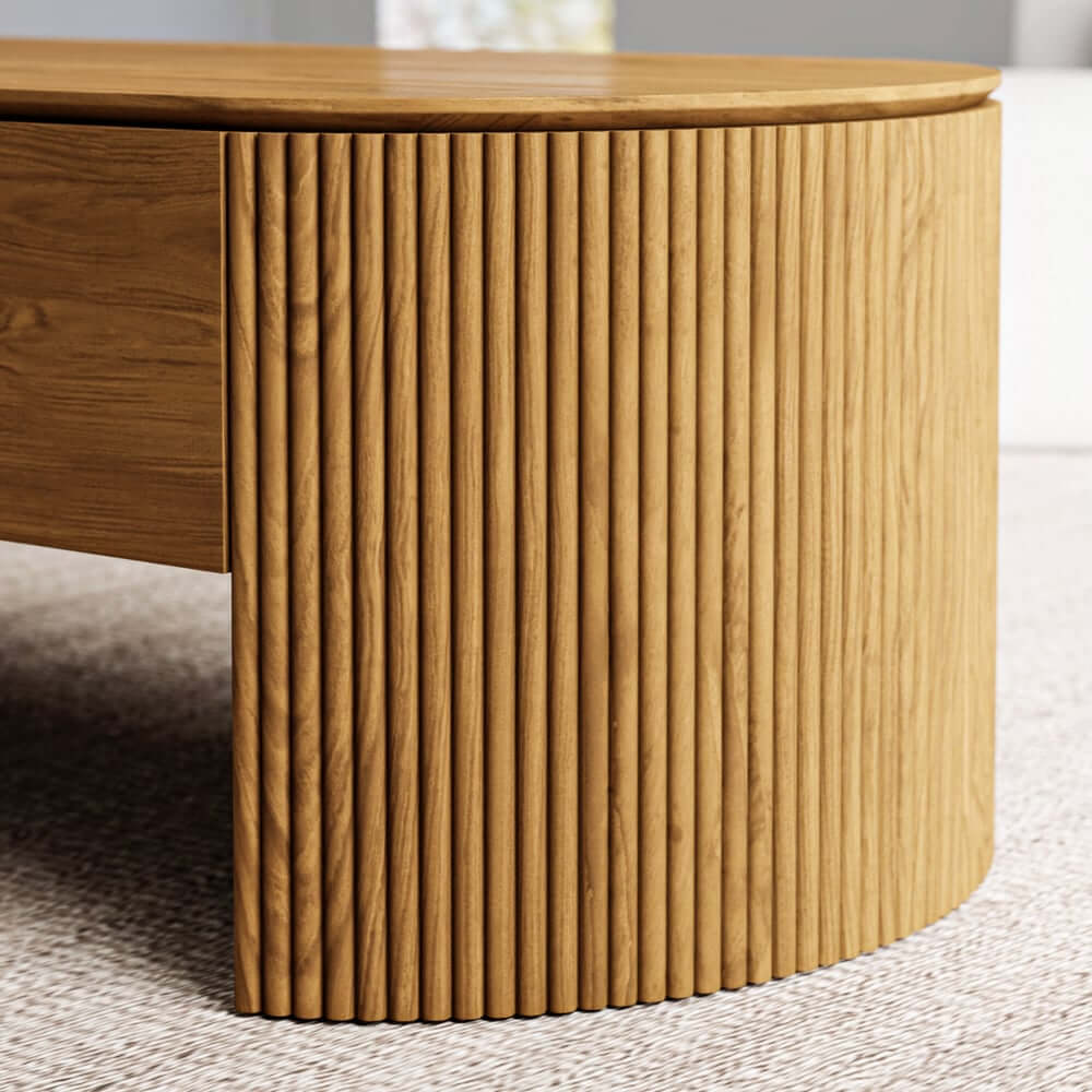 Mid-Century Modern Oval Coffee Table With Storage