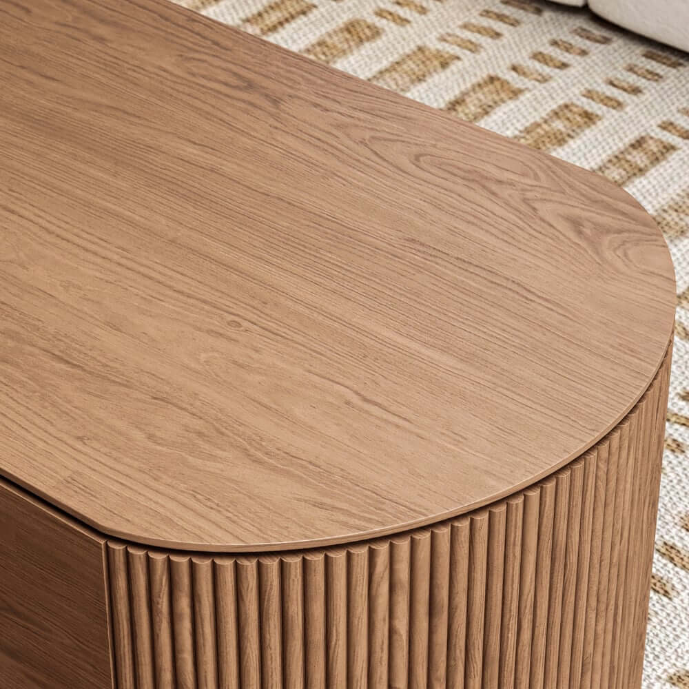 Mid-Century Modern Oval Coffee Table With Storage