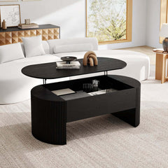 Mid-Century Modern Oval Coffee Table With Storage