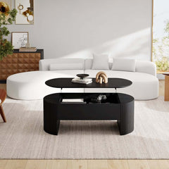 Mid-Century Modern Oval Coffee Table With Storage