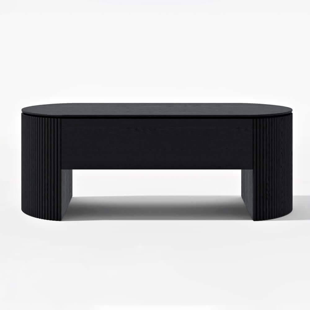 Mid-Century Modern Oval Coffee Table With Storage