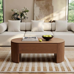 Mid-Century Modern Oval Coffee Table With Storage