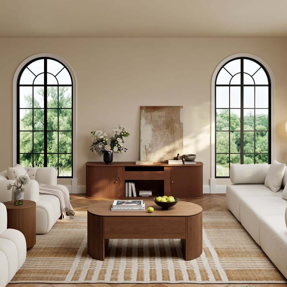 Mid-Century Modern Oval Coffee Table With Storage