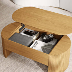 Mid-Century Modern Oval Coffee Table With Storage