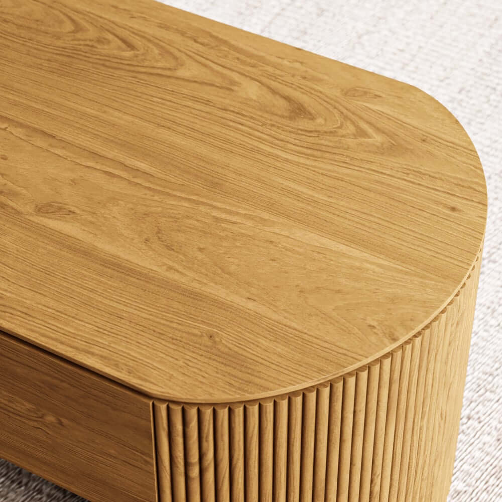 Mid-Century Modern Oval Coffee Table With Storage