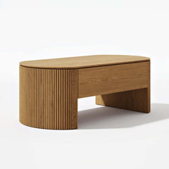 Mid-Century Modern Oval Coffee Table With Storage