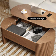 Mid-Century Modern Oval Coffee Table With Storage
