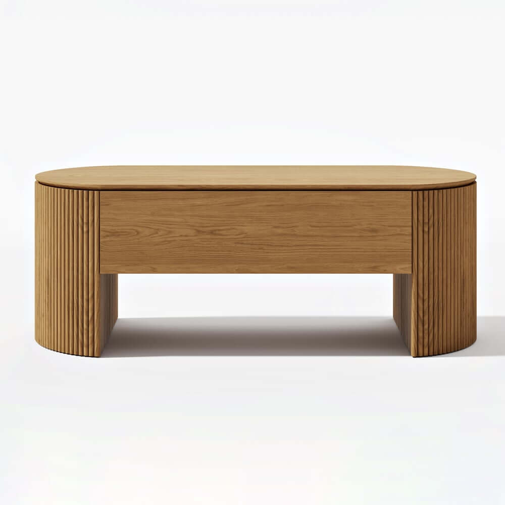 Mid-Century Modern Oval Coffee Table With Storage