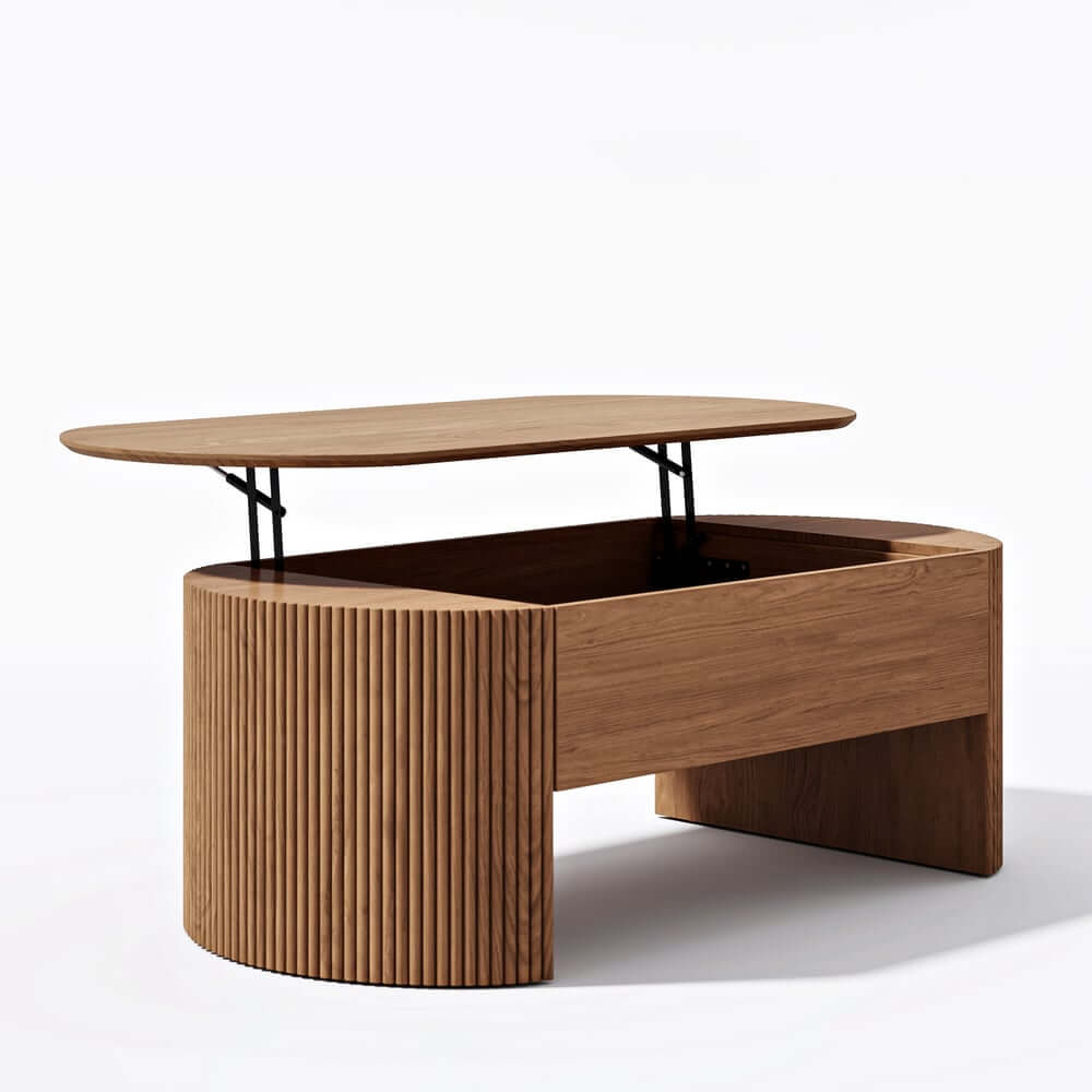 Mid-Century Modern Oval Coffee Table With Storage