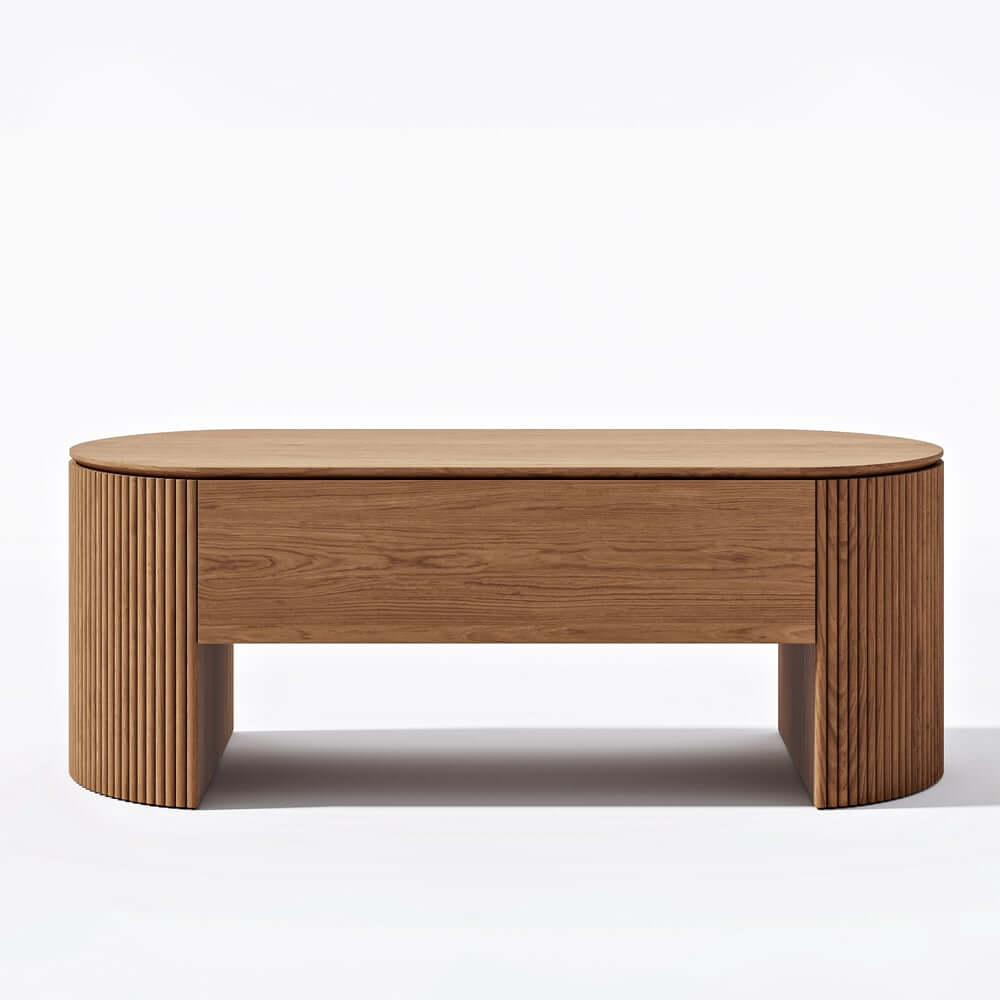 Mid-Century Modern Oval Coffee Table With Storage