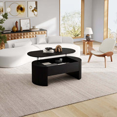 Mid-Century Modern Oval Coffee Table With Storage