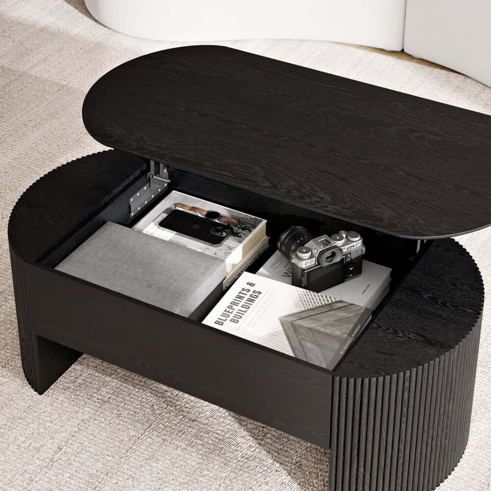 Mid-Century Modern Oval Coffee Table With Storage