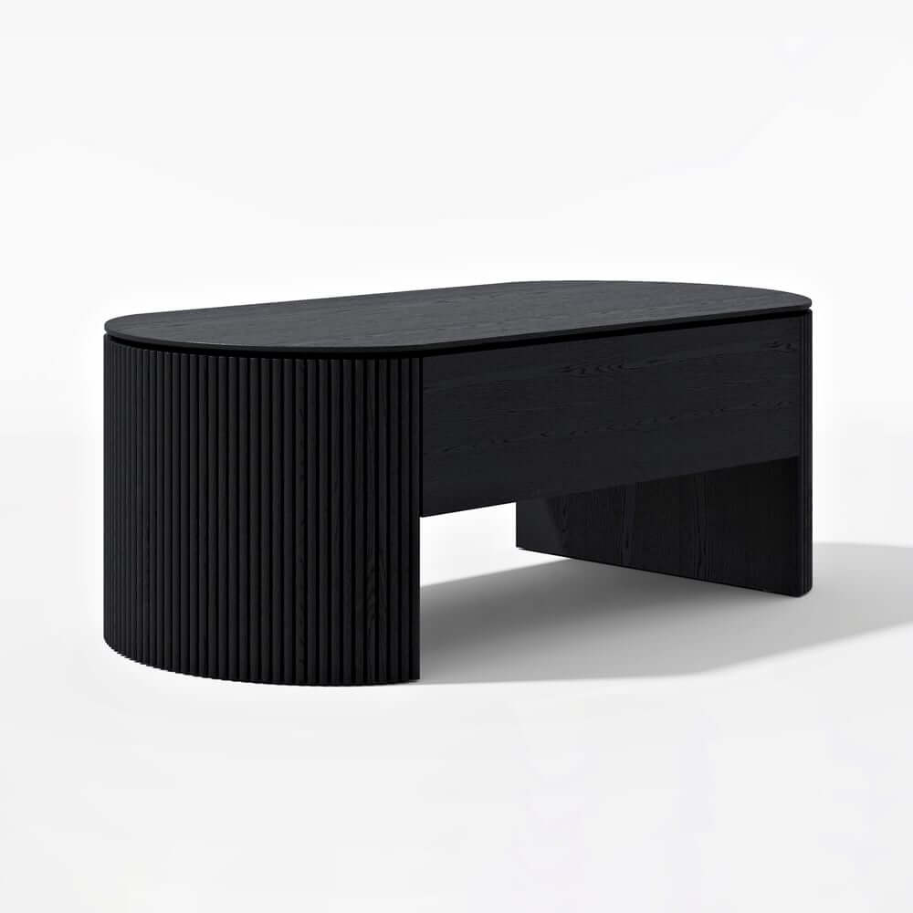 Mid-Century Modern Oval Coffee Table With Storage