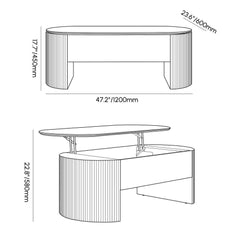Mid-Century Modern Oval Coffee Table With Storage Dimensions