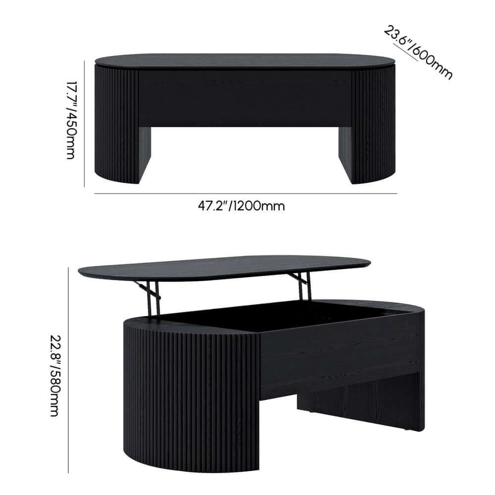 Mid-Century Modern Oval Coffee Table With Storage Dimensions