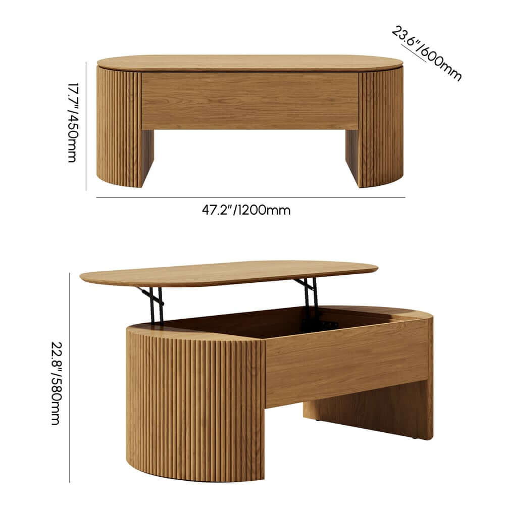 Mid-Century Modern Oval Coffee Table With Storage Dimensions