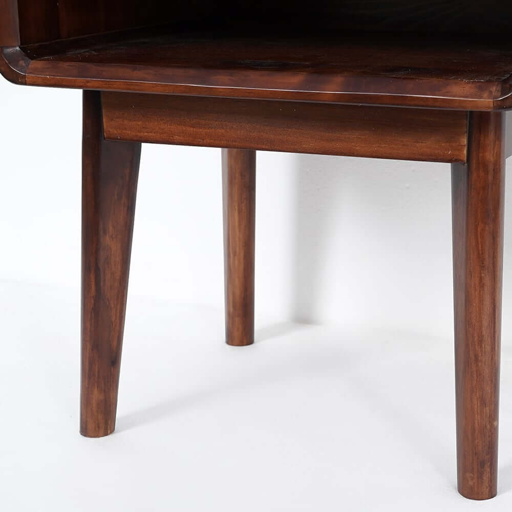 Mid-Century Modern Pine Wood Nightstand With Drawer