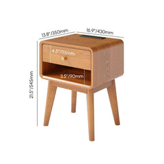 Mid-Century Modern Pine Wood Nightstand With Drawer Dimensions