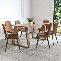 Mid-Century Modern PU Leather Side Chairs Set of 2