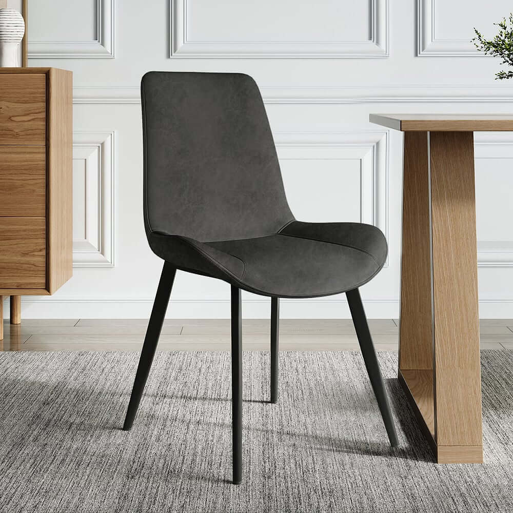 Mid-Century Modern PU Leather Side Chairs Set of 2