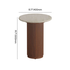 Mid-Century Modern Round Faux Marble Side Table, Walnut Dimensions