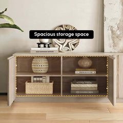 Mid-Century Modern Sintered Stone TV Stand With Doors