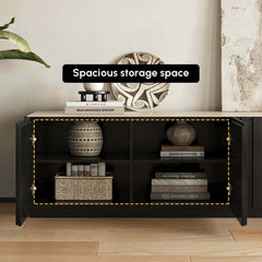 Mid-Century Modern Sintered Stone TV Stand With Doors