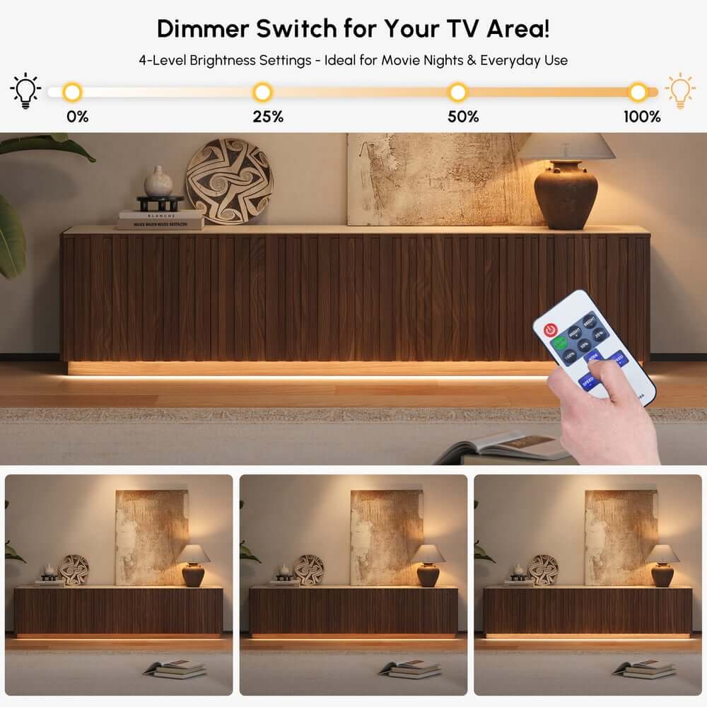 Mid-Century Modern Sintered Stone TV Stand With Doors
