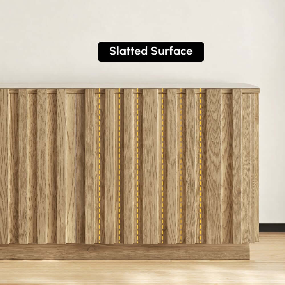 Mid-Century Modern Sintered Stone TV Stand With Doors