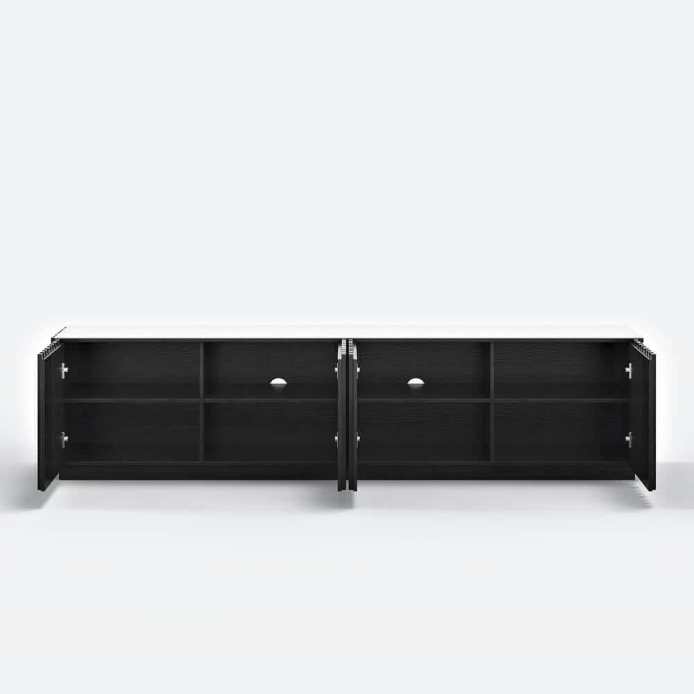 Mid-Century Modern Sintered Stone TV Stand With Doors